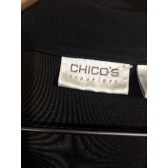 Chicos Travelers Black Button-Up Cardigan Jacket With Pockets XL - Picture 3 of 5